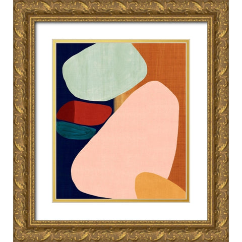 Stacking Pebbles II Gold Ornate Wood Framed Art Print with Double Matting by Watts, Eva