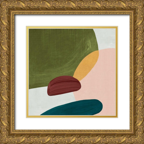 Pink Pebbles II Gold Ornate Wood Framed Art Print with Double Matting by Watts, Eva