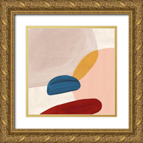 Pink Pebbles II Gold Ornate Wood Framed Art Print with Double Matting by Watts, Eva