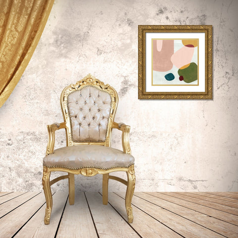 Pink Pebbles III Gold Ornate Wood Framed Art Print with Double Matting by Watts, Eva