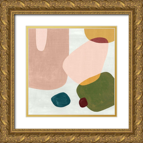 Pink Pebbles III Gold Ornate Wood Framed Art Print with Double Matting by Watts, Eva