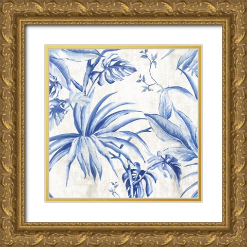 Palms Toile I Gold Ornate Wood Framed Art Print with Double Matting by Watts, Eva