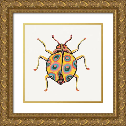 Golden Beetle Gold Ornate Wood Framed Art Print with Double Matting by Watts, Eva