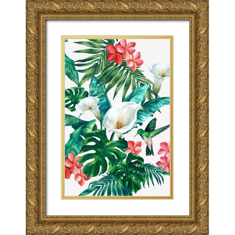 White Lillies Gold Ornate Wood Framed Art Print with Double Matting by Watts, Eva