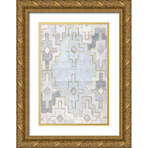 Silver Blue II Gold Ornate Wood Framed Art Print with Double Matting by Watts, Eva