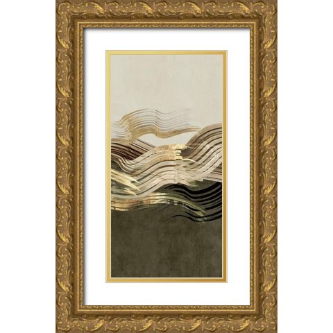 Waves of Sage I Gold Ornate Wood Framed Art Print with Double Matting by Watts, Eva