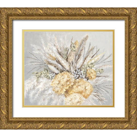 Harpers Bouquet Gold Ornate Wood Framed Art Print with Double Matting by Watts, Eva