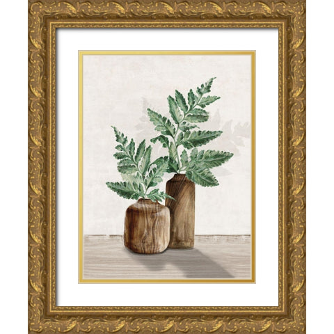 Fern and Wood II Gold Ornate Wood Framed Art Print with Double Matting by Watts, Eva