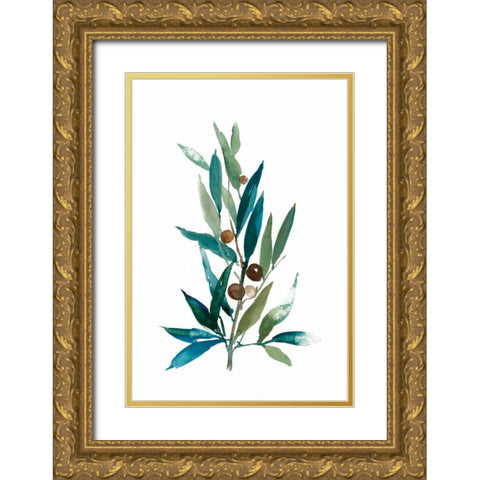 Olive Branch I Gold Ornate Wood Framed Art Print with Double Matting by Jensen, Asia