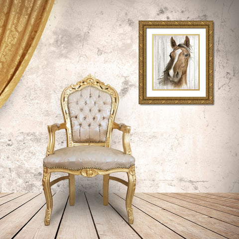 Chestnut Mare I Gold Ornate Wood Framed Art Print with Double Matting by May, Maya