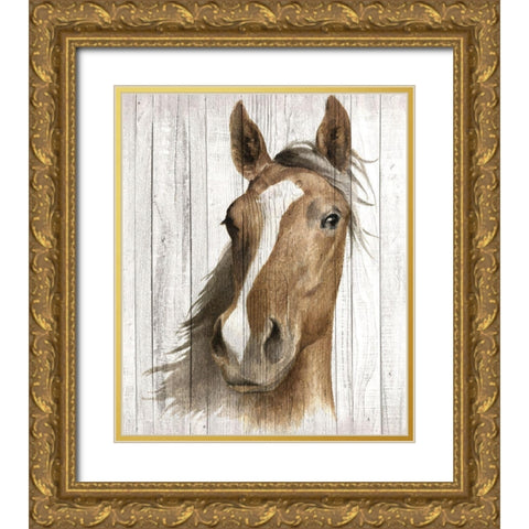 Chestnut Mare I Gold Ornate Wood Framed Art Print with Double Matting by May, Maya