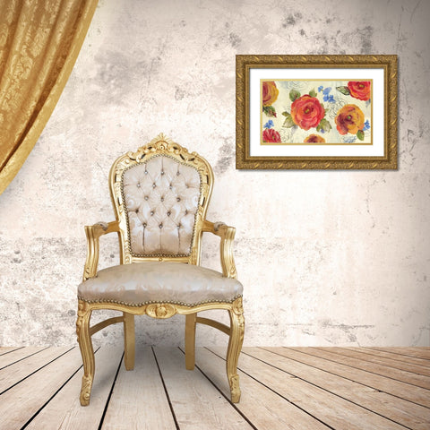 Amelia Flowers Gold Ornate Wood Framed Art Print with Double Matting by PI Studio