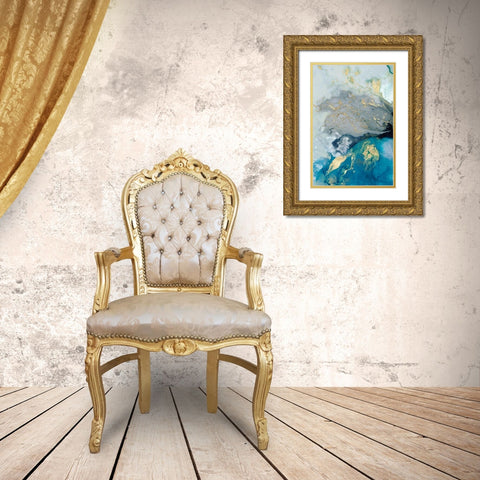 Ocean Splash I Gold Ornate Wood Framed Art Print with Double Matting by PI Galerie