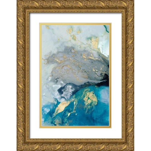 Ocean Splash I Gold Ornate Wood Framed Art Print with Double Matting by PI Galerie