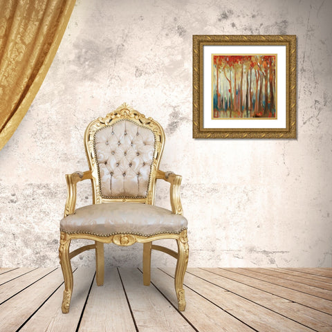 Teal Birch Gold Ornate Wood Framed Art Print with Double Matting by Pearce, Allison