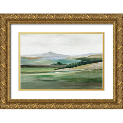 Green Hillside Horizon Gold Ornate Wood Framed Art Print with Double Matting by Pearce, Allison