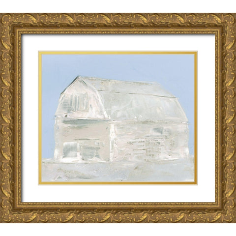 Winter Barn II Gold Ornate Wood Framed Art Print with Double Matting by Stellar Design Studio