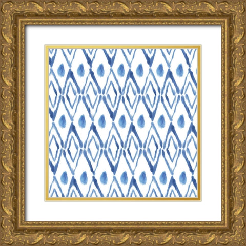 Indigo Diamonds Gold Ornate Wood Framed Art Print with Double Matting by Wilson, Aimee