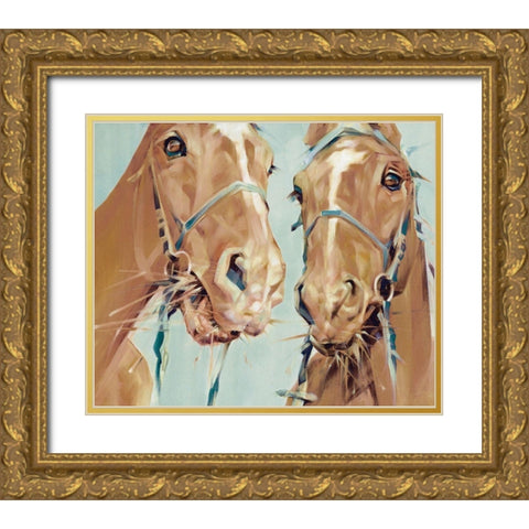 Horses Gold Ornate Wood Framed Art Print with Double Matting by Droug, Anya