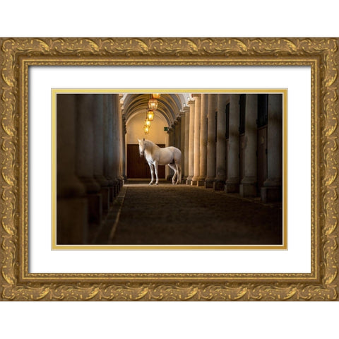 In The Barn Gold Ornate Wood Framed Art Print with Double Matting by Asimow, Merrie