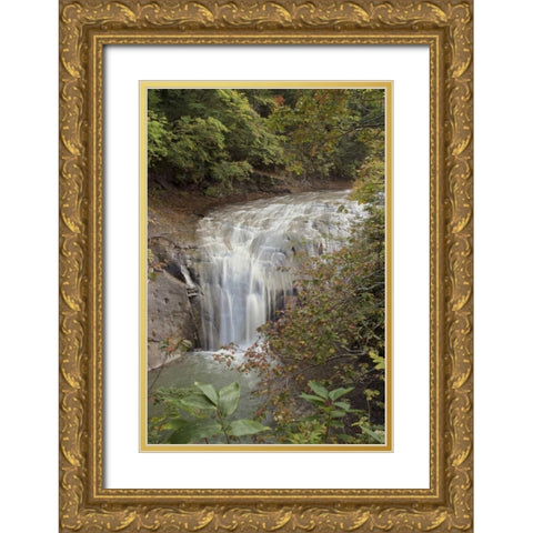 Hokkaido Waterfall - 2 Gold Ornate Wood Framed Art Print with Double Matting by Blaustein, Alan