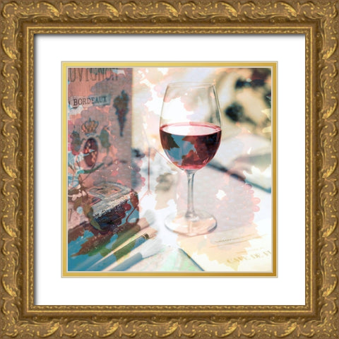 Bordeaux Vineyard Cafe #1 Gold Ornate Wood Framed Art Print with Double Matting by Blaustein, Alan