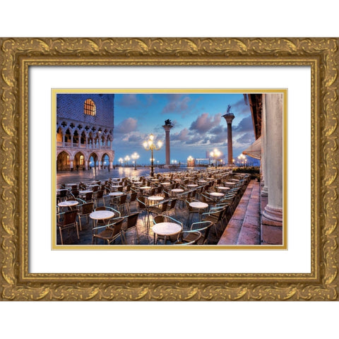 Piazza San Marco Sunrise #21 Gold Ornate Wood Framed Art Print with Double Matting by Blaustein, Alan