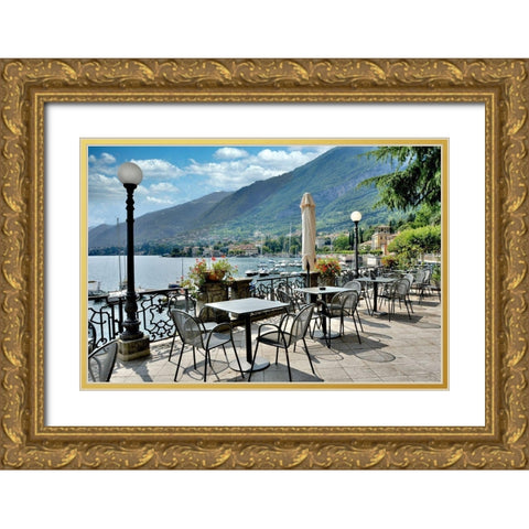 Lake Caffe #4 Gold Ornate Wood Framed Art Print with Double Matting by Blaustein, Alan