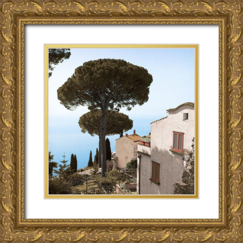 Amalfi Coastal Villas Gold Ornate Wood Framed Art Print with Double Matting by Blaustein, Alan