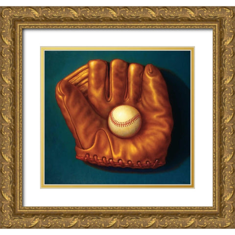 Baseball Mitt I Gold Ornate Wood Framed Art Print with Double Matting by Colletta, TR