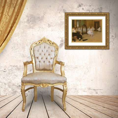 The Dancing Class Gold Ornate Wood Framed Art Print with Double Matting by Degas, Edgar