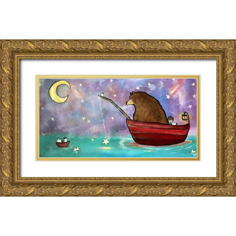 Bear Boat Gold Ornate Wood Framed Art Print with Double Matting by Doss, Andrea