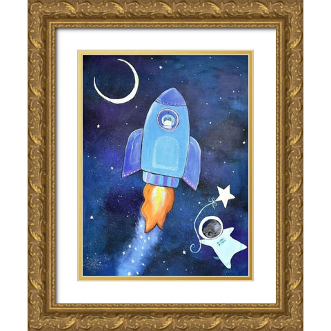 Outer Space Adventure Gold Ornate Wood Framed Art Print with Double Matting by Doss, Andrea