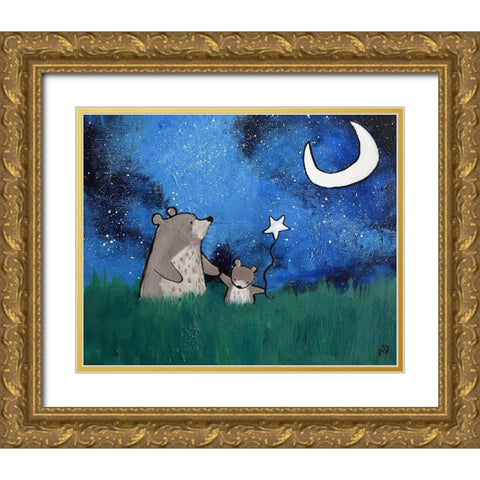 Two Bears Gold Ornate Wood Framed Art Print with Double Matting by Doss, Andrea