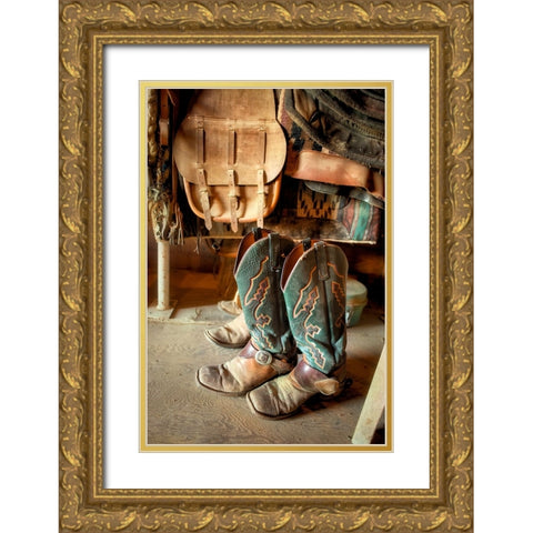 Old Boots Gold Ornate Wood Framed Art Print with Double Matting by Dearing, Lisa