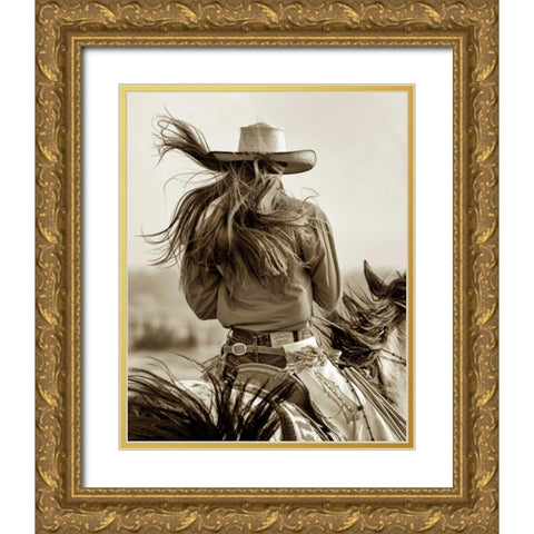 Cowgirl Gold Ornate Wood Framed Art Print with Double Matting by Dearing, Lisa