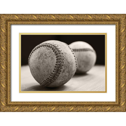 Old Baseballs Gold Ornate Wood Framed Art Print with Double Matting by Fielding, Edward M.