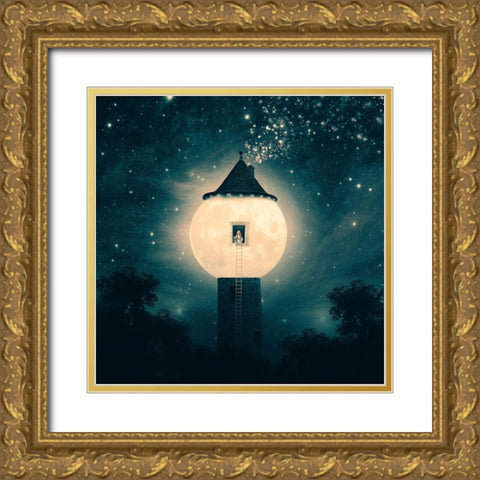 The Moon Tower Gold Ornate Wood Framed Art Print with Double Matting by Flores, Paula Belle