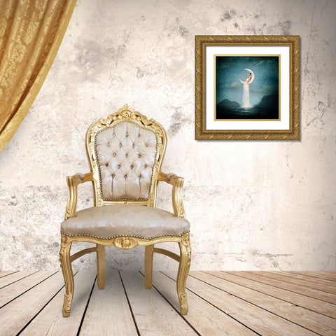 Moon River Lady Gold Ornate Wood Framed Art Print with Double Matting by Flores, Paula Belle