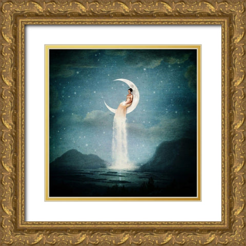 Moon River Lady Gold Ornate Wood Framed Art Print with Double Matting by Flores, Paula Belle