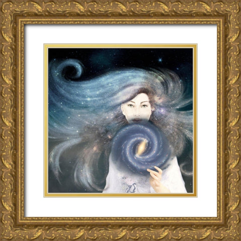 My Secret Universe Gold Ornate Wood Framed Art Print with Double Matting by Flores, Paula Belle