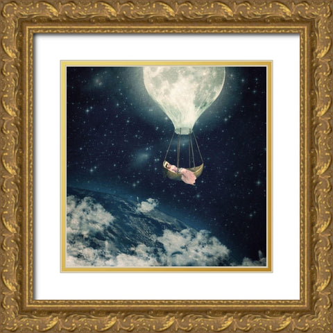 The Moon Carries Me Away Gold Ornate Wood Framed Art Print with Double Matting by Flores, Paula Belle