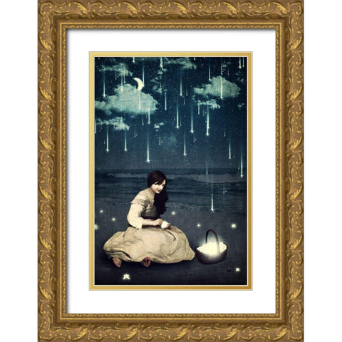 A Basket of Wishes Gold Ornate Wood Framed Art Print with Double Matting by Flores, Paula Belle