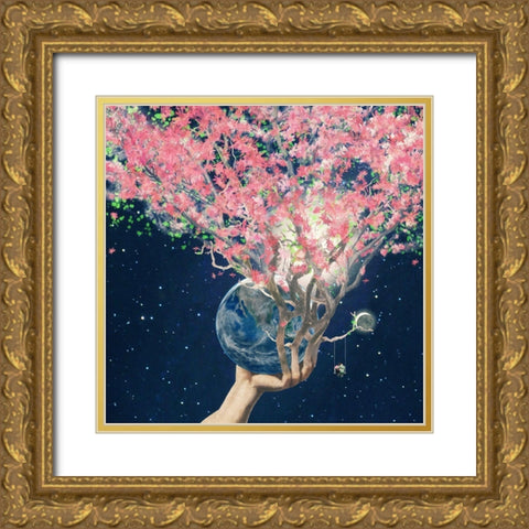 Love Makes The Faith Bloom Gold Ornate Wood Framed Art Print with Double Matting by Flores, Paula Belle