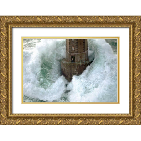 Phares dans la Tempete La Jument Gold Ornate Wood Framed Art Print with Double Matting by Guichard, Jean