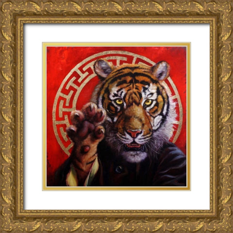 Legend of Tiger Claw Gold Ornate Wood Framed Art Print with Double Matting by Heffernan, Lucia