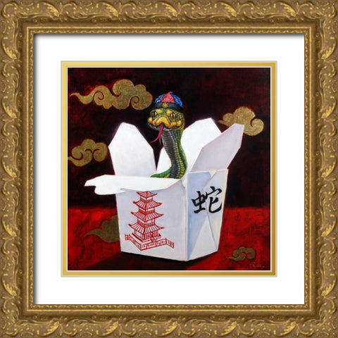 Takeout with a Twist Gold Ornate Wood Framed Art Print with Double Matting by Heffernan, Lucia