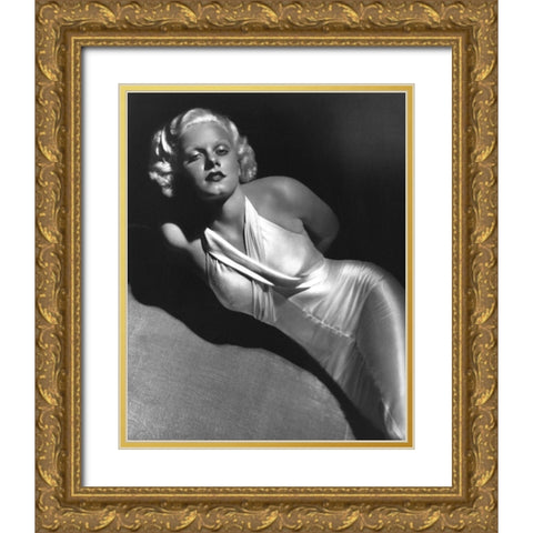 Jean Harlow 1931 Gold Ornate Wood Framed Art Print with Double Matting by Unknown
