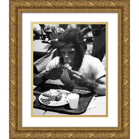 Even Apes Need a Break Gold Ornate Wood Framed Art Print with Double Matting by Unknown