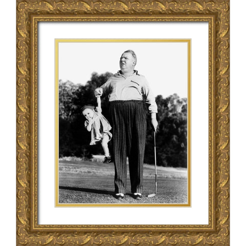 Daddy Day-Care Gold Ornate Wood Framed Art Print with Double Matting by Unknown